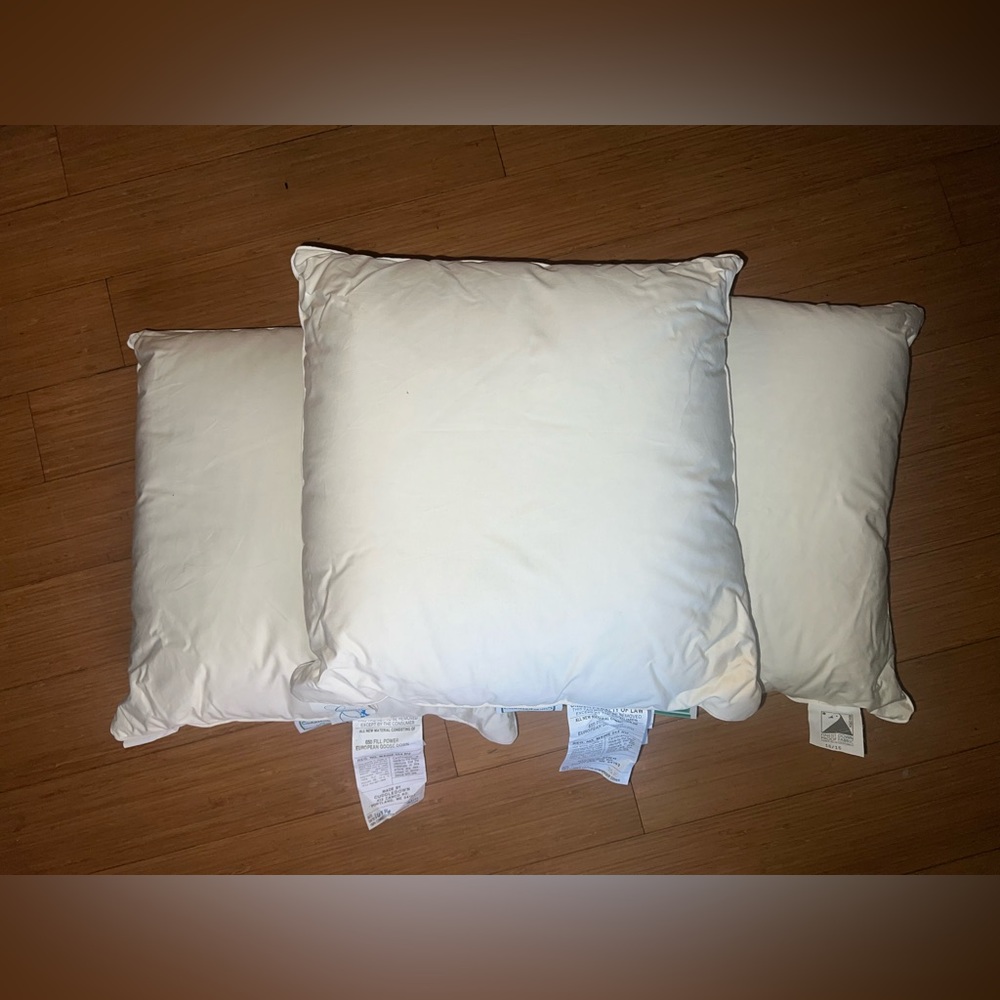 Vintage Cuddledown 650 Fill Power Goose Down 16x16 Pillows